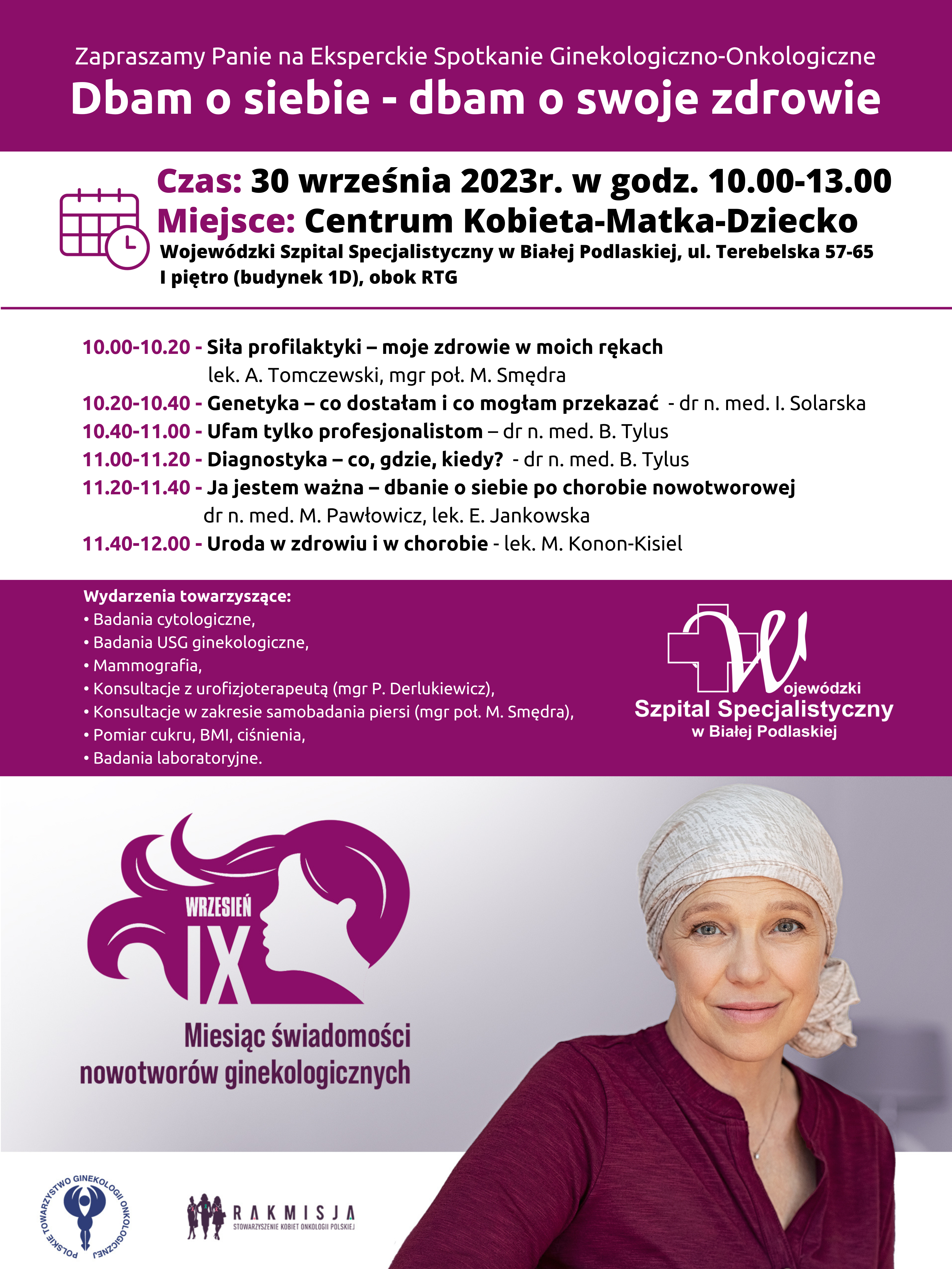 Infografika - Plakat wydarzenia "Dbam o siebie - dbam o swoje zdrowie"