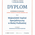 Dyplom - Liderzy Zmian w Ochronie Zdrowia 2023.