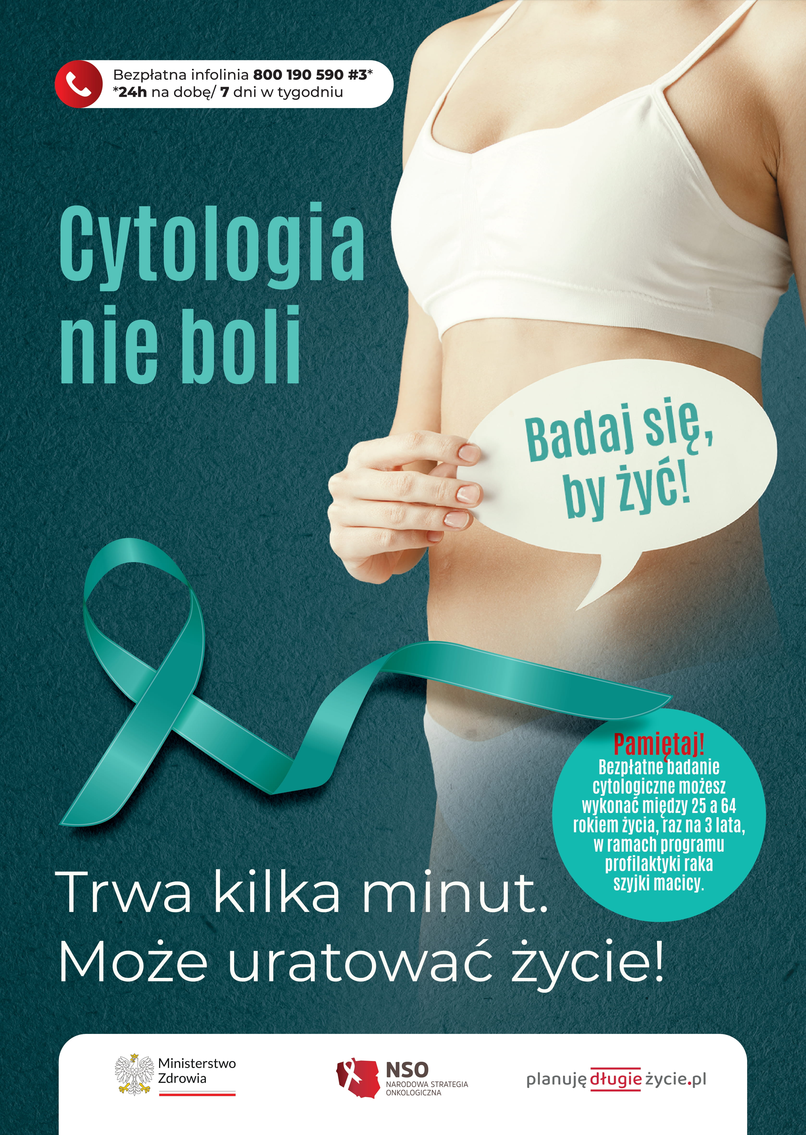 Plakat promujący profilaktykę Raka Szyjki Macicy.