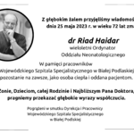 Infografika - kondolencje Dyrekcji oraz pracowników Wojewódzkiego Szpitala Specjalistycznego w Białej Podlaskiej.