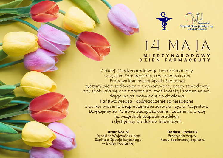 Infografika - Życzenia z okazji Międzynarodowego Dnia Farmaceuty 2024.
