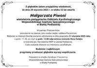 Infografika - Kondolencje z powodu śmierci piel. Małgorzaty Piwoni.