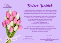 Infografika - Życzenia Pana Artura Kozioła - Dyrektora Wojewódzkiego Szpitala Specjalistycznego w Białej Podlaskiej oraz Pana Dariusza Litwiniuka - Przewodniczącego Rady Społecznej Szpitala z okazji Dnia Kobiet.