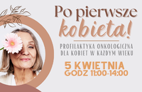 Baner wydarzenia „Po pierwsze kobieta”.