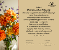 Infografika – Życzenia Dyrektora Wojewódzkiego Szpitala Specjalistycznego w Białej Podlaskiej oraz Przewodniczącego Rady Społecznej Szpitala z okazji Dnia Ratownictwa Medycznego.