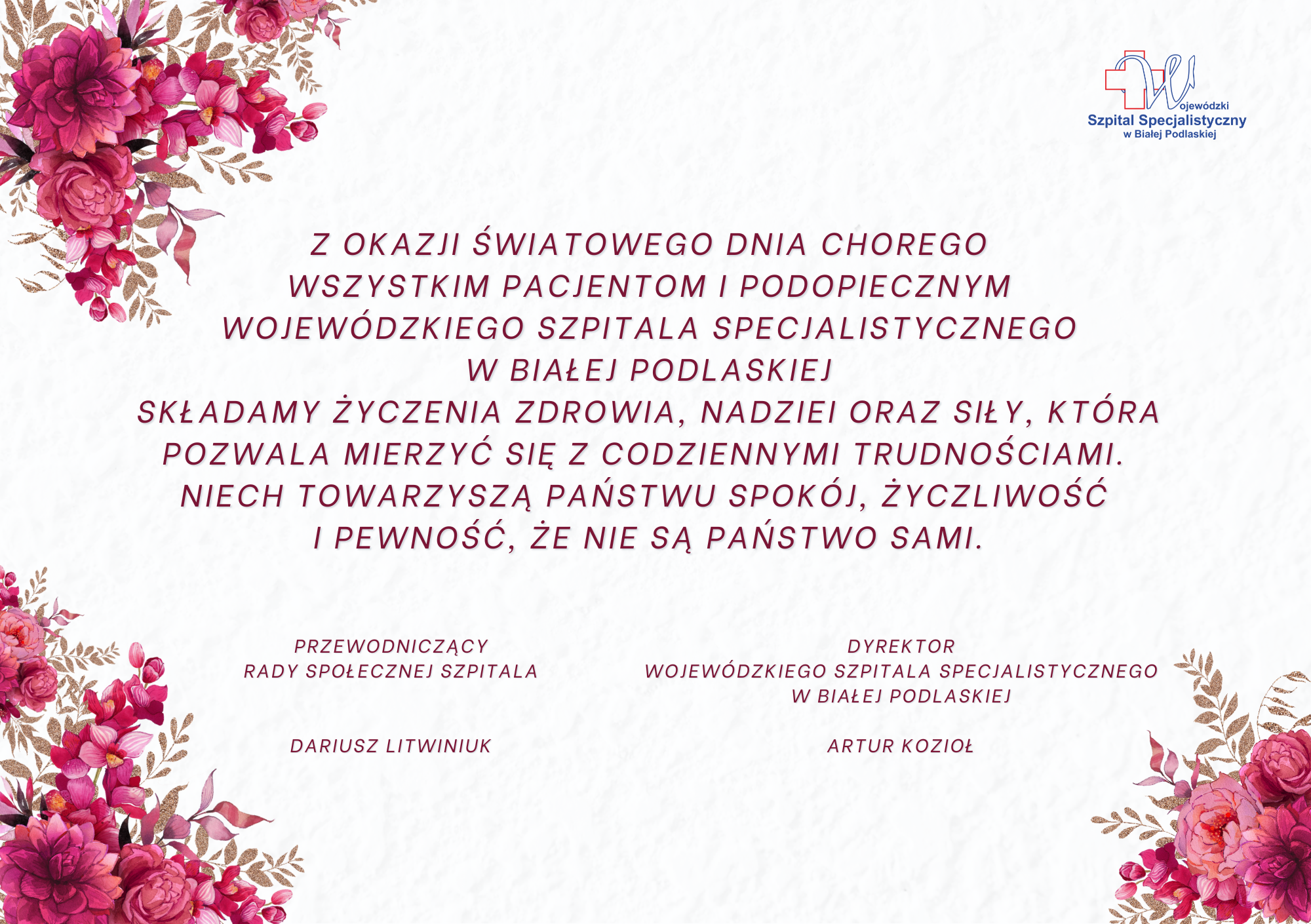 Infografika - Życzenia z okazji Światowego Dnia Chorego 2026.