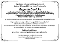 Infografika - Kondolencje z powodu śmierci piel. Eugenii Denickiej.
