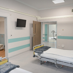 Pokój w nowym pawilonie Zakładu Opiekuńczo-Leczniczego.