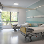 Pokój w nowym pawilonie Zakładu Opiekuńczo-Leczniczego.