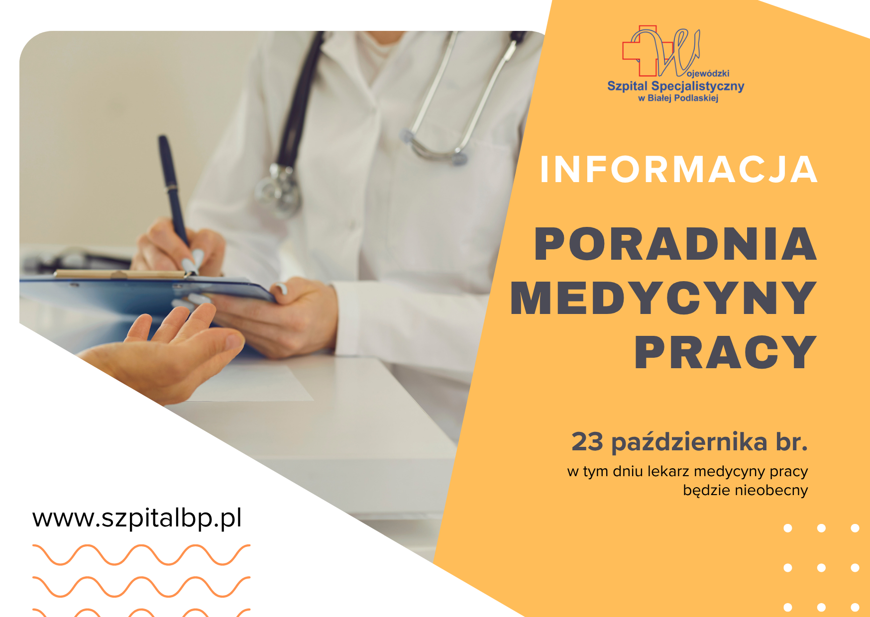 Infografika – Informacja dotycząca Poradni Medycyny Pracy.